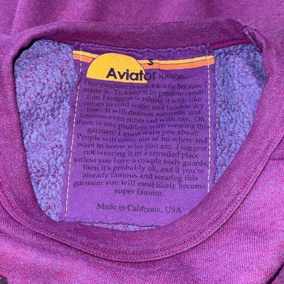 New Aviator Nation NEVER STOP CHASING RAINBOWS CREW SWEATSHIRT - PURPLE- Small - Picture 10 of 11